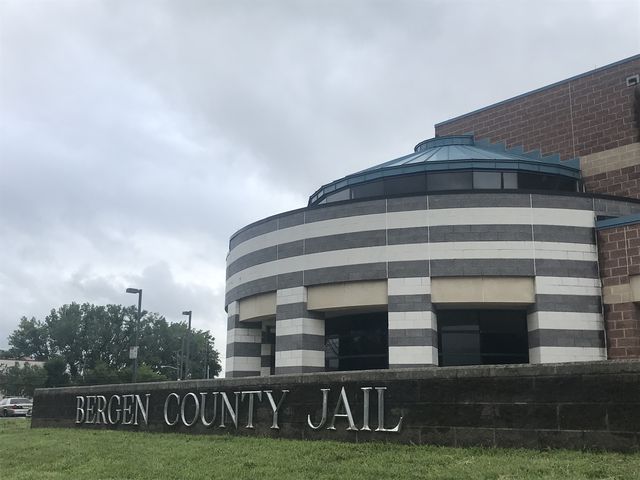 exterior of Bergen County Jail, which shows a sign